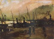 Quayside wtih Ships in Antwerp (nn04) Vincent Van Gogh